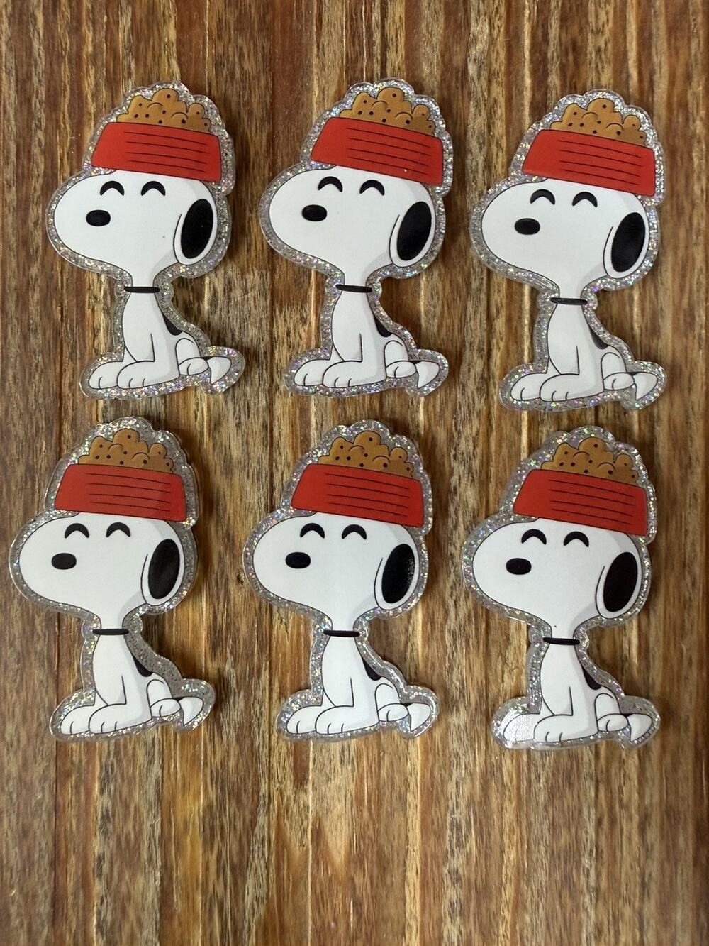 6 Pc Snoopy Acrylic Flatbacks